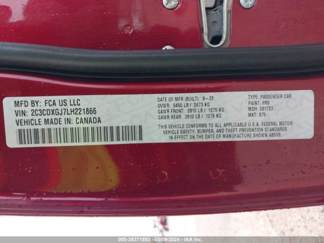 2C3CDXGJ7LH221866 Dodge Charger Scat Pack Rwd