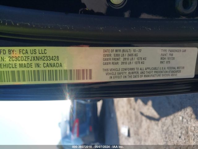 2C3CDZFJXNH233428 Dodge Challenger R/t Scat Pack