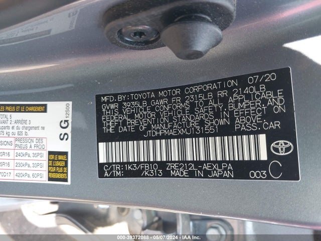 Toyota COROLLA LE 2021 JTDHPMAEXMJ131551 Image 9