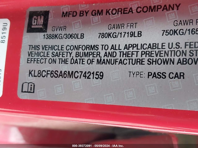 Chevrolet Spark Fwd 2lt Automatic 2021 KL8CF6SA6MC742159 Image 9