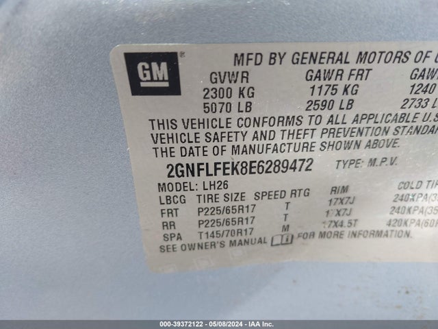 Chevrolet EQUINOX 1LT 2014 2GNFLFEK8E6289472 Image 9