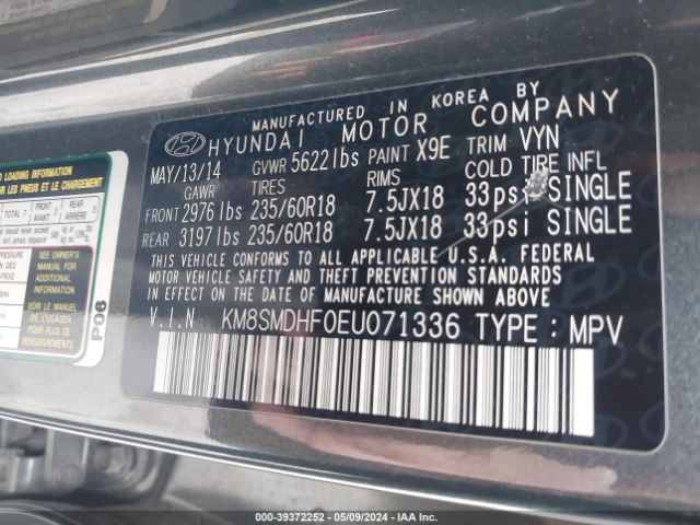 KM8SMDHF0EU071336 Hyundai Santa Fe Gls