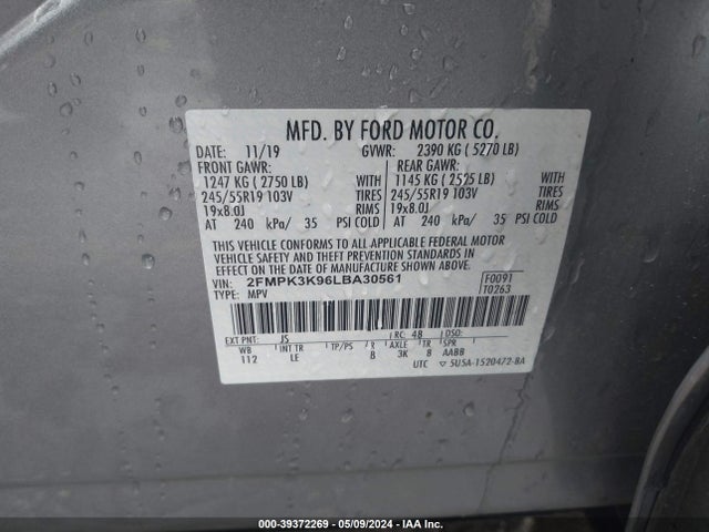 Ford Edge Titanium 2020 2FMPK3K96LBA30561 Image 9