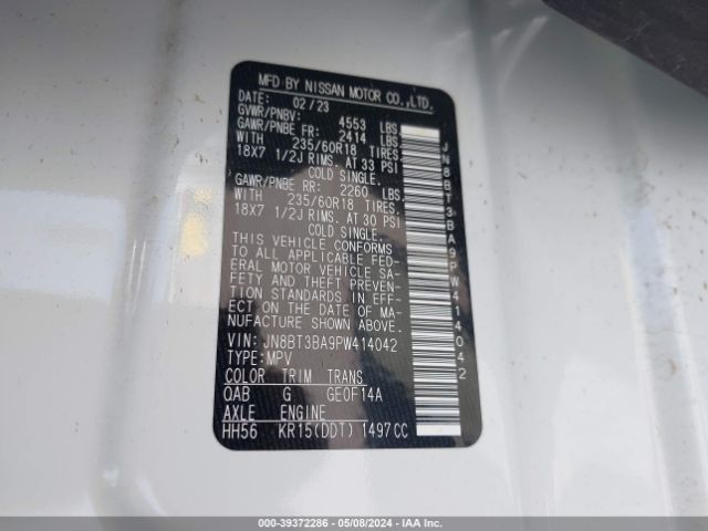 JN8BT3BA9PW414042 Nissan Rogue Sv Fwd