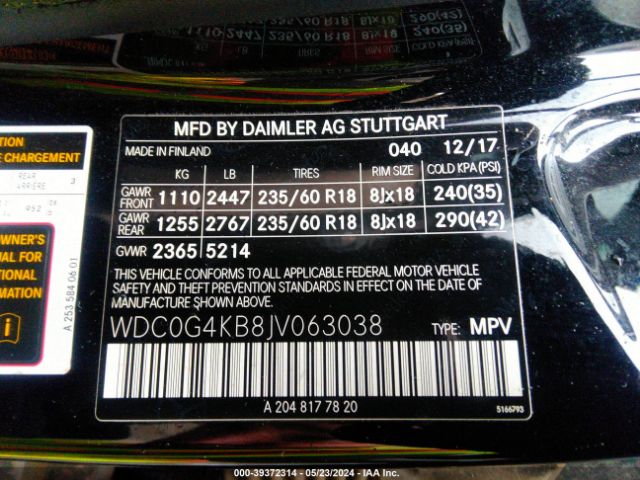 WDC0G4KB8JV063038 Mercedes-Benz Glc 300 4matic