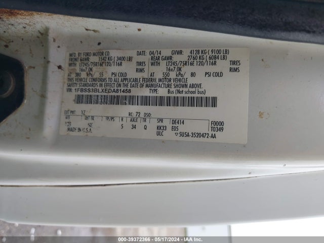 Ford E-350 Super Duty Xlt 2014 1FBSS3BLXEDA81458 Image 9
