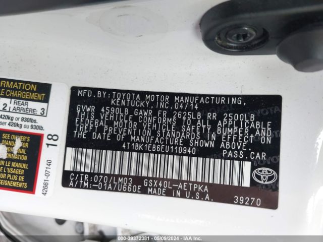4T1BK1EB6EU110940 Toyota AVALON LIMITED