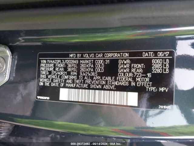 YV4A22PL3J1202849 Volvo Xc90 T6 Inscription