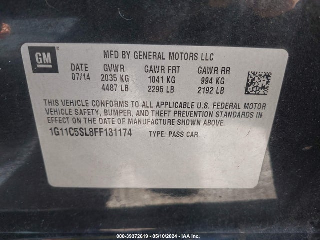 Chevrolet MALIBU 1LT 2015 1G11C5SL8FF131174 Image 9