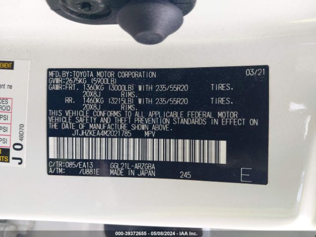 JTJHZKEA4M2021785 Lexus Rx 350l
