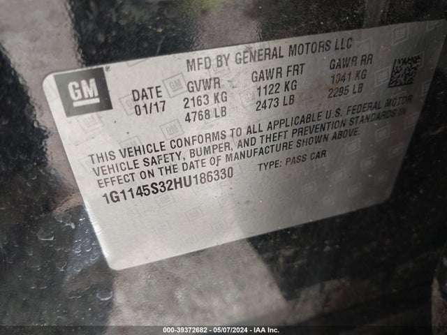 Chevrolet IMPALA 2LZ 2017 1G1145S32HU186330 Image 9