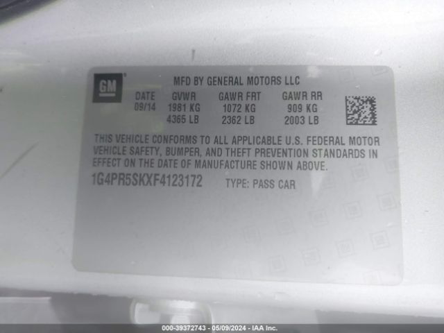 1G4PR5SKXF4123172 Buick Verano Convenience Group
