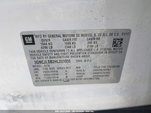 Chevrolet Trax 2017 3GNCJLSB2HL203956 Image 23