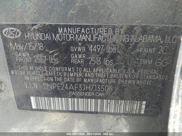 Hyundai SONATA SE 2018 5NPE24AF3JH713506 Image 9