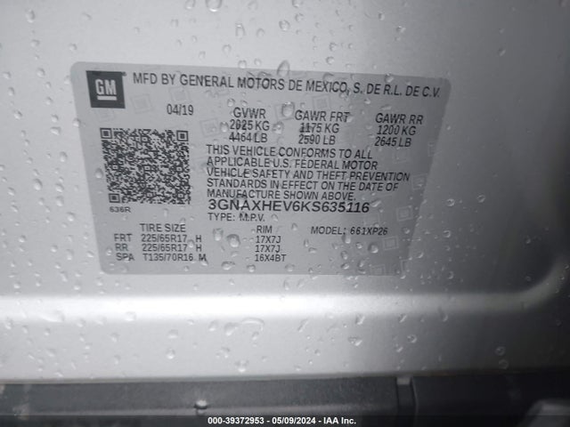 Chevrolet EQUINOX LS 2019 3GNAXHEV6KS635116 Image 9