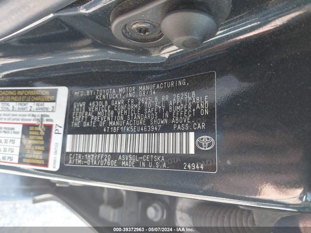 Toyota CAMRY SE 2014 4T1BF1FK5EU463947 Image 9