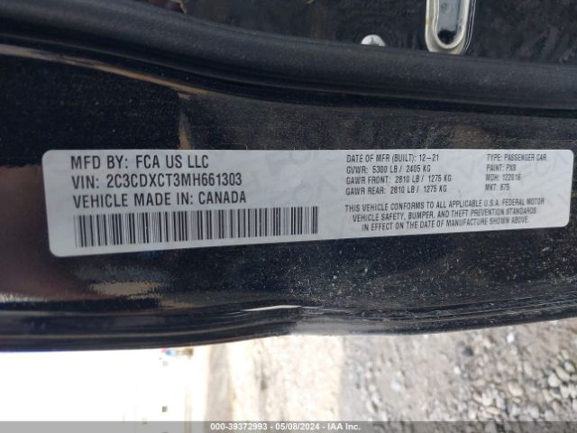 2C3CDXCT3MH661303 Dodge Charger R/t Rwd