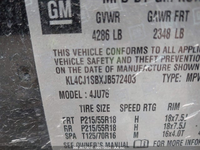 KL4CJ1SBXJB572403 Buick Encore Sport Touring
