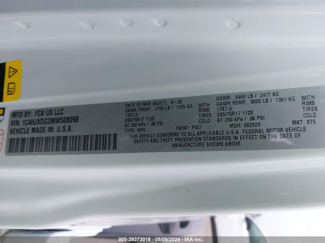 1C4HJXDG2MW508098 Jeep Wrangler Unlimited Sport S 4x4
