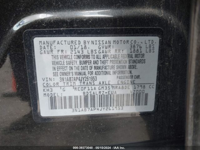 3N1AB7AP4JY261953 Nissan SENTRA SR