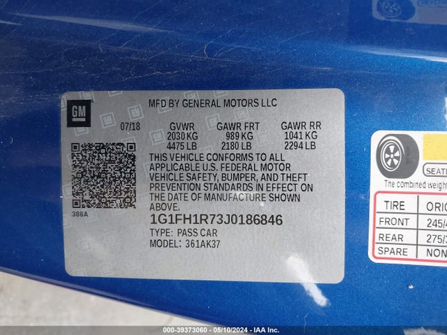 Chevrolet CAMARO 2SS 2018 1G1FH1R73J0186846 Image 9