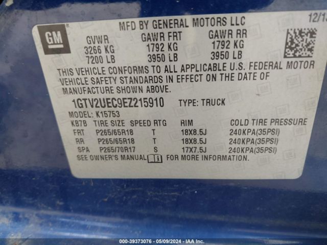 1GTV2UEC9EZ215910 GMC Sierra 1500 Sle