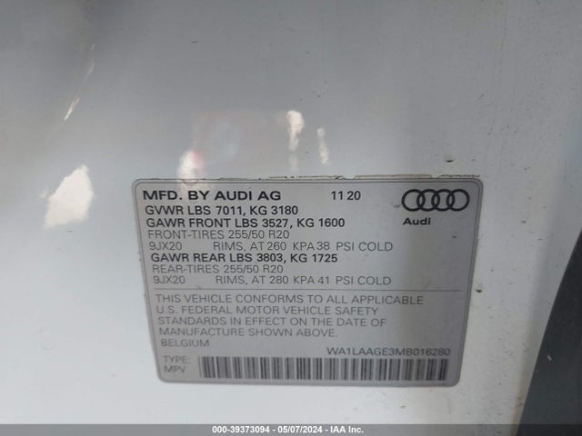 WA1LAAGE3MB016280 Audi E-tron Premium Plus Quattro