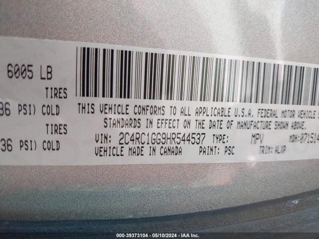 2C4RC1GG9HR544537 Chrysler Pacifica Limited