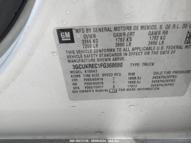 Chevrolet Silverado 1500 1lt 2015 3GCUKREC1FG368680 Image 9