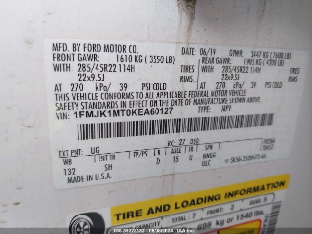 1FMJK1MT0KEA60127 Ford Expedition Max Platinum