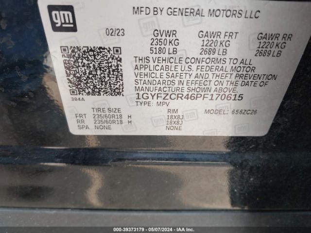1GYFZCR46PF170615 Cadillac Xt4 Fwd Premium Luxury