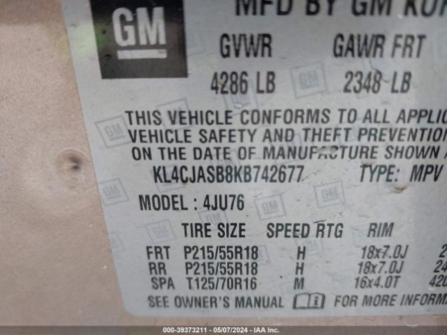 KL4CJASB8KB742677 Buick Encore Fwd Preferred