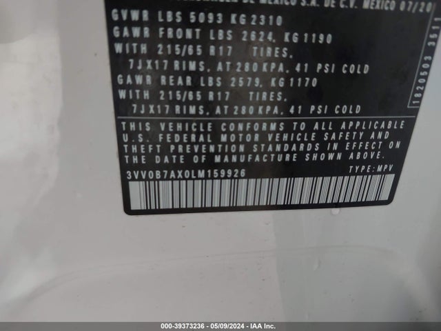 3VV0B7AX0LM159926 Volkswagen Tiguan 2.0t S