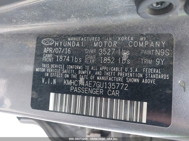 Hyundai ACCENT SE 2016 KMHCT4AE7GU135772 Image 9