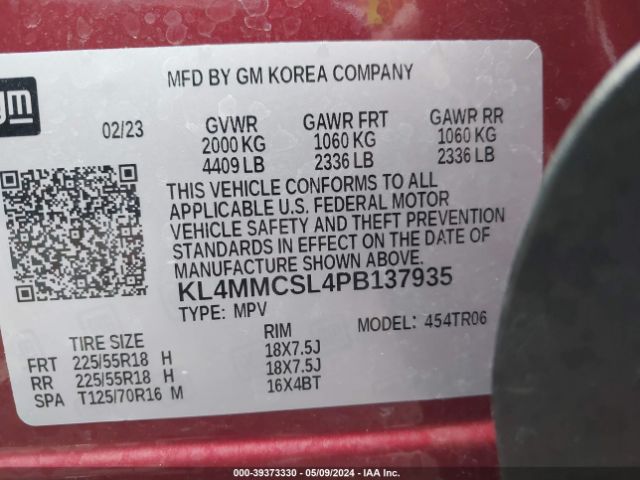 KL4MMCSL4PB137935 Buick Encore Gx Preferred Awd