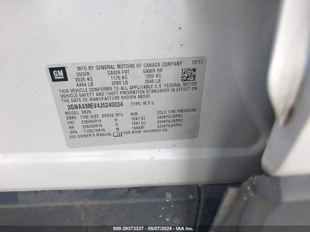 Chevrolet Equinox Premier 2018 2GNAXMEV4J6240034 Image 9