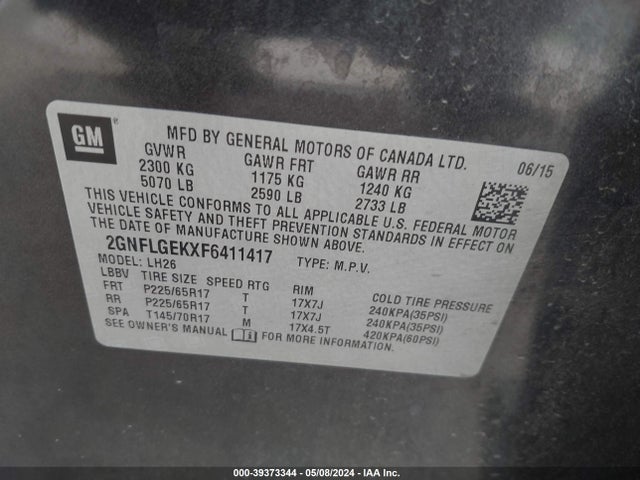 Chevrolet Equinox 2lt 2015 2GNFLGEKXF6411417 Image 9