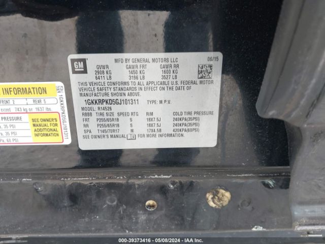 1GKKRPKD5GJ101311 GMC Acadia Sle-2