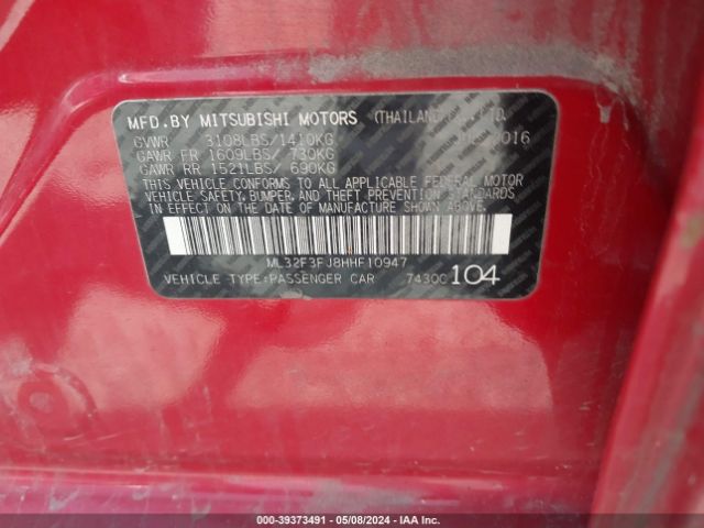 ML32F3FJ8HHF10947 Mitsubishi Mirage G4 Es