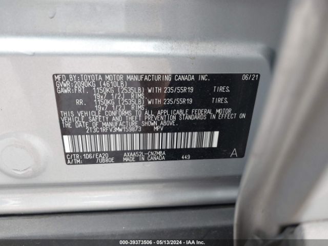 2T3C1RFV3MW159873 Toyota Rav4 Xle Premium