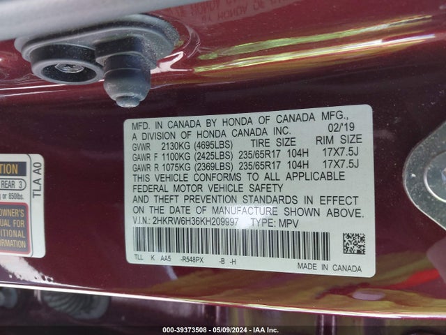 Honda CR-V LX 2019 2HKRW6H36KH209997 Image 9