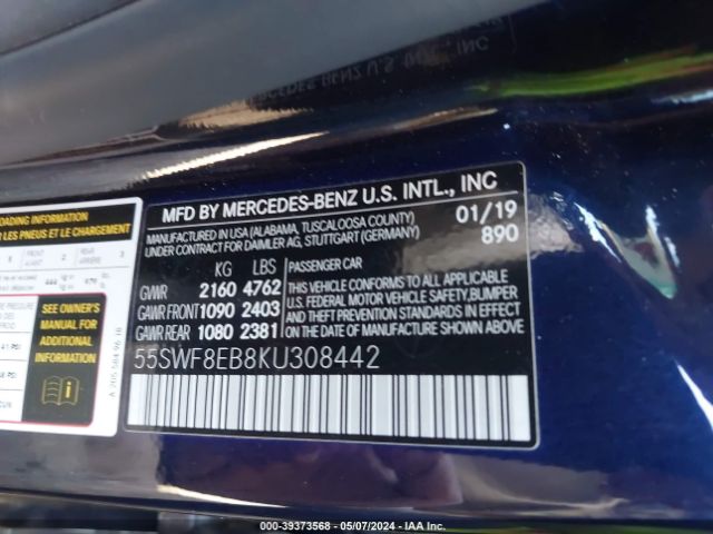55SWF8EB8KU308442 Mercedes-Benz C 300 4matic