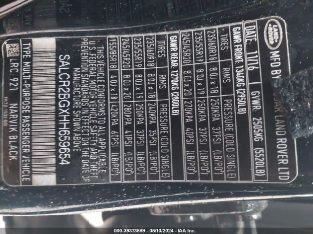 SALCR2BGXHH659654 Land Rover Discovery Sport Hse