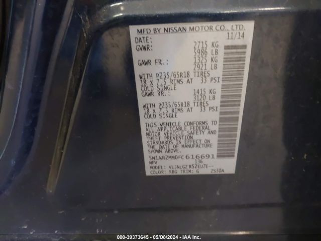 2015 NISSAN PATHFINDER 5N1AR2MM0FC616691 Photo 8