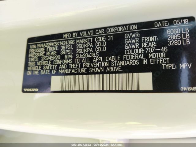 YV4A22PK5K1424396 Volvo Xc90 T6 Momentum