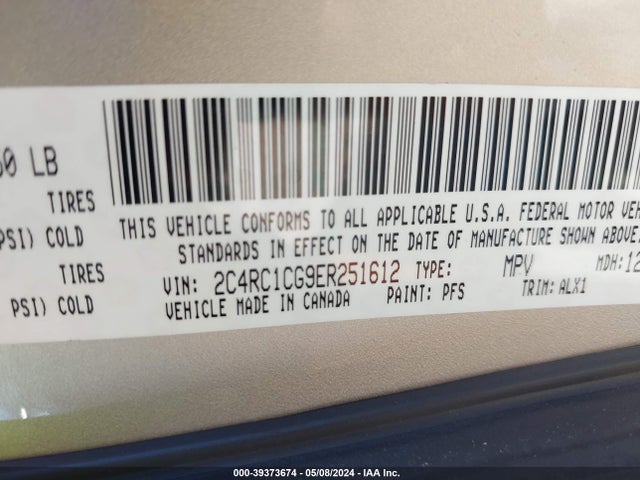 2C4RC1CG9ER251612 Chrysler Town & Country Touring-l