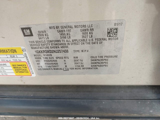 1GKKRSKD2HJ257438 GMC Acadia Limited