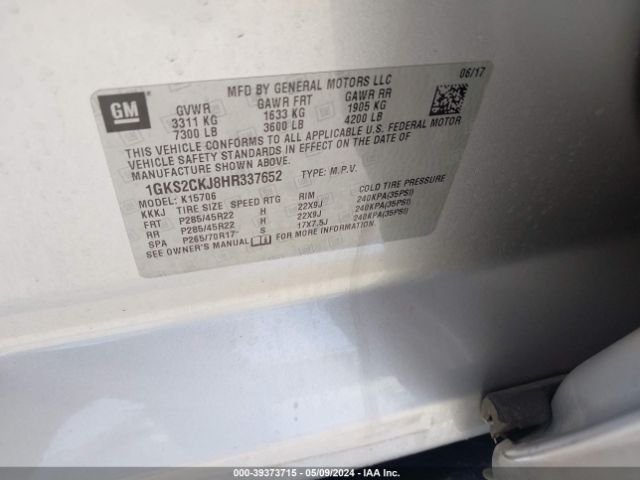 1GKS2CKJ8HR337652 GMC YUKON DENALI