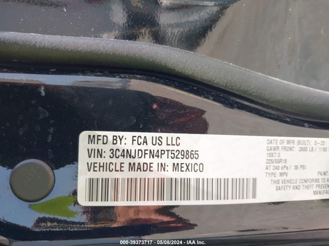 3C4NJDFN4PT529865 Jeep Compass Latitude Lux Fwd