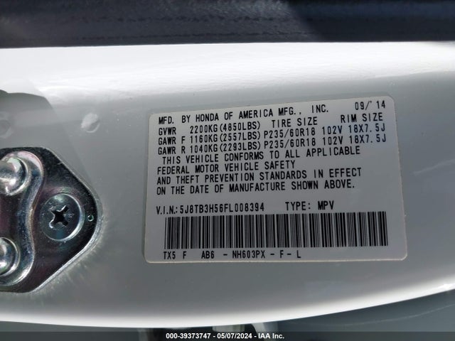Acura RDX 2015 5J8TB3H56FL008394 Image 9
